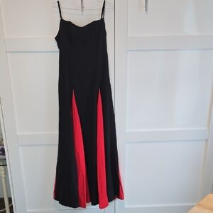 Black and Red Spaghetti Strap Maxi Dress